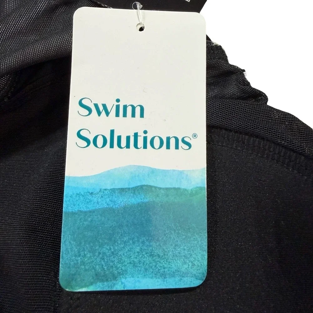 Swim Solutions Swim Dress Size 8 One Piece Paisley Tummy Control Bow Front NWT - Picture 10 of 10